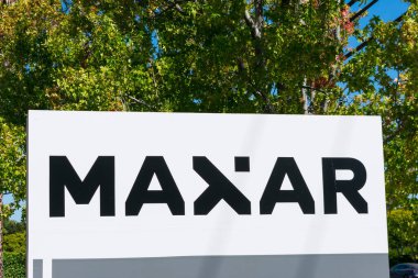 Maxar işareti ve logo. Maxar Technologies bir uzay teknolojisi şirketidir - Palo Alto, California, ABD - 2020