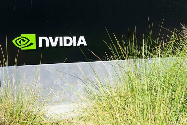 Nvidia Logo Und Schild Firmensitz Silicon Valley High Tech Drehkreuz — Stockfoto