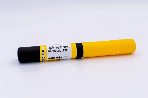 Epinephrine Auto Injector Egy Eldobható Előretöltött Automata Injekciós Eszköz San — Stock Fotó