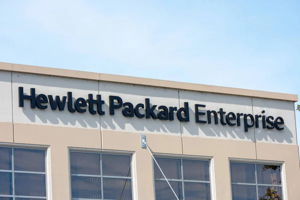 Hewlett Packard Enterprise Numele Companiei Hpe Clădirea Campusului Din Silicon — Fotografie, imagine de stoc