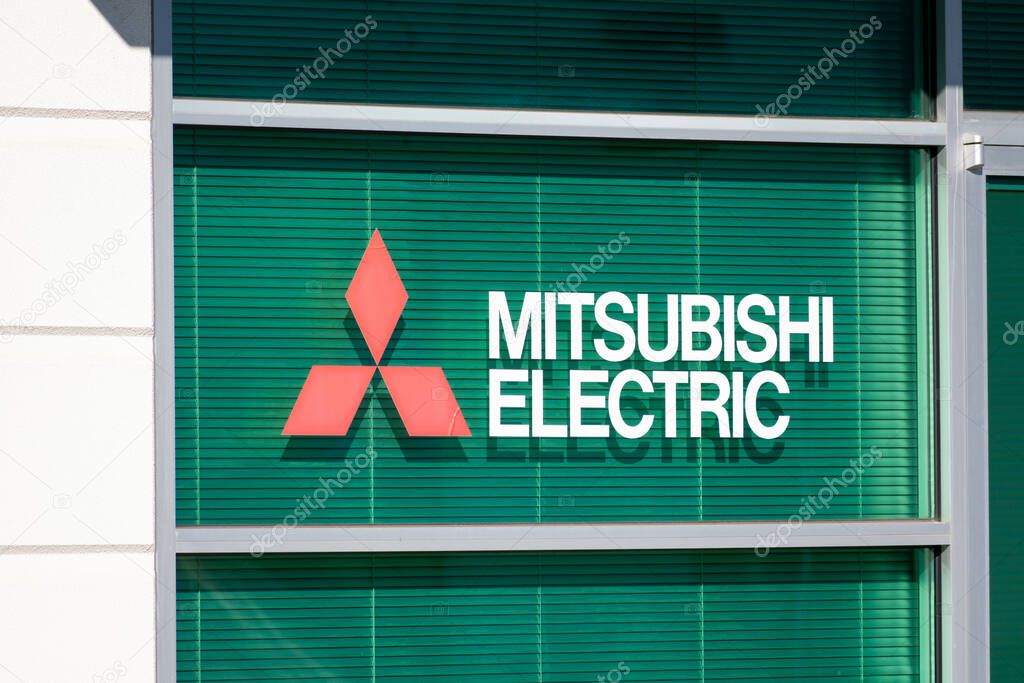 Mitsubishi Electric sign. Mitsubishi Electric Corporation is a Japanese multinational electronics and electrical equipment manufacturing company - Mountain View, California, USA - 2020