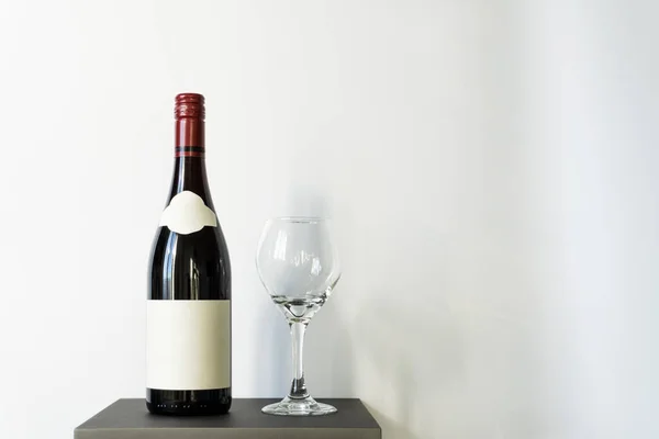 Studio Shot Wine Glass Bottle Unlabeled Your Brand Wine Accessory — Stock Photo, Image