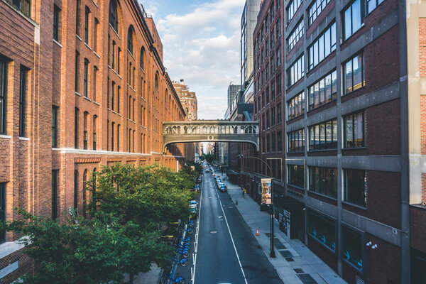 New York / Usa - July 28 2020: View of High Line to the 15th street in Chelsea and Meatpacking district, Manhattan