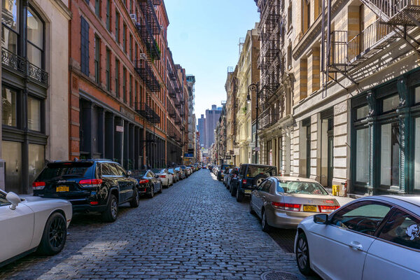 New York City / USA - October 3 20 2020: streets of Manhattan around Soho area