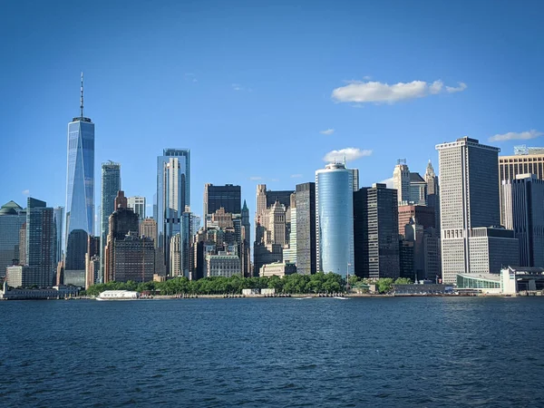 Arranha Céus Nova Iorque Baixa Manhattan Num Dia Ensolarado Vista — Fotografia de Stock