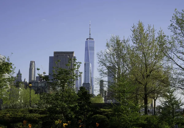 Utsikt Över Finansdistriktet Nedre Manhattan Med One World Trade Center — Stockfoto