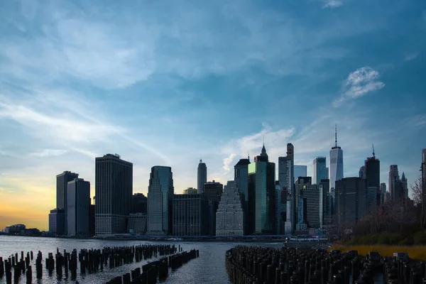 Nova Iorque Skyline Cidade Com Arranha Céus — Fotografia de Stock