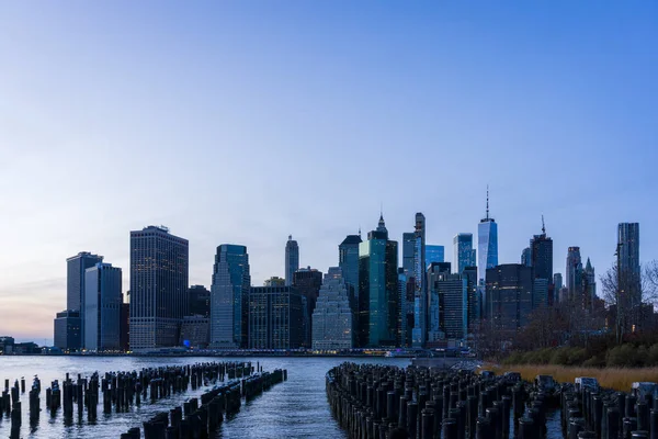 New York City Skyline Panorama Met Wolkenkrabbers East River — Stockfoto