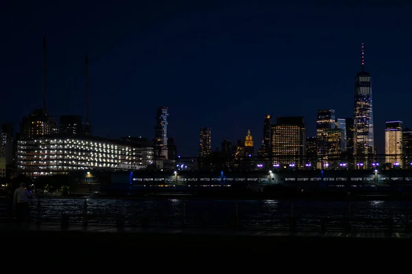 Vista Dei Grattacieli Lungo Fiume Hudson Nel Quartiere Finanziario Manhattan — Foto Stock