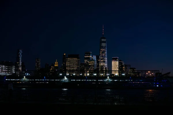 Vista Arranha Céus Longo Rio Hudson Distrito Financeiro Manhattan Skyline — Fotografia de Stock