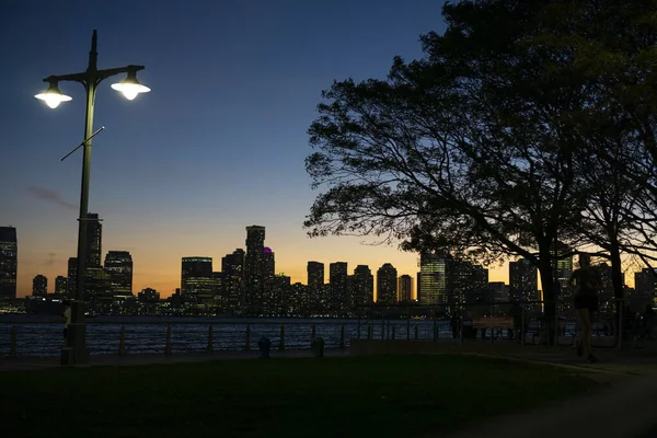 Vue Des Gratte Ciel Long Fleuve Hudson Dans Quartier Financier — Photo