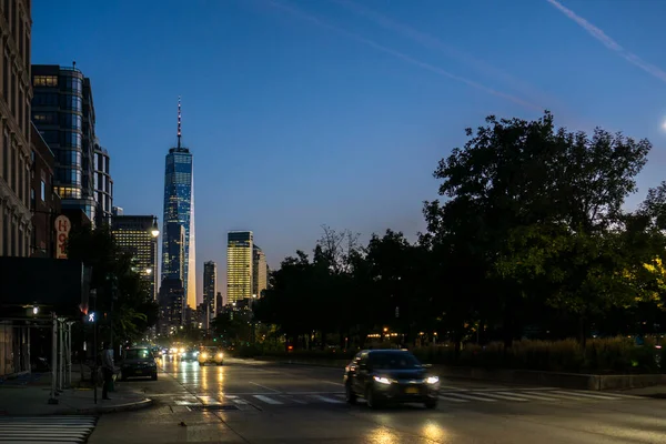 New York Oktober 2020 Straatbeeld Van Financieel District Met Één — Stockfoto