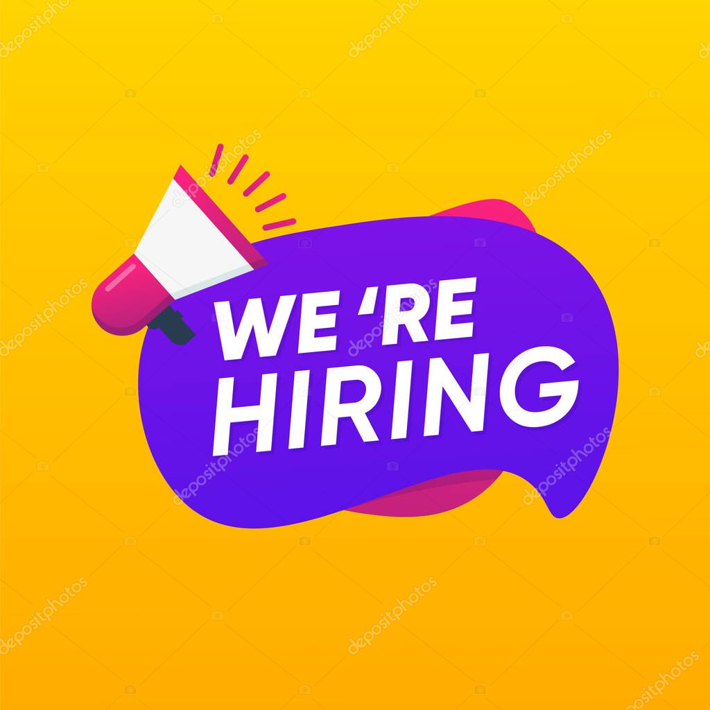 We are hiring with Megaphone flat vector