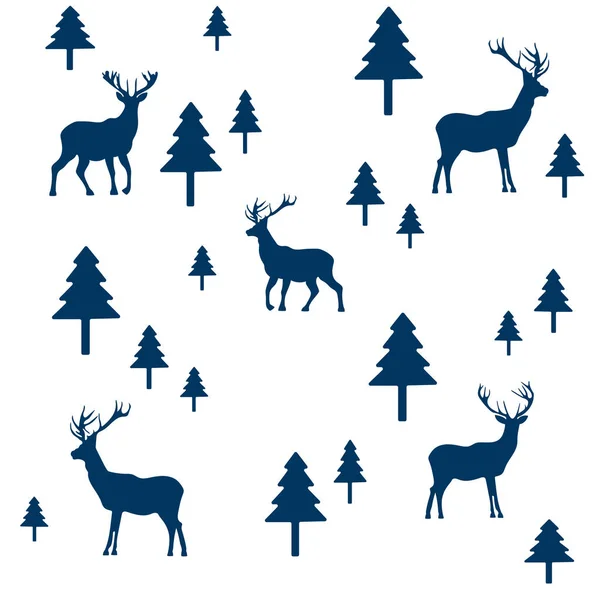 Papier Peint Avec Motif Cerfs Arbres — Image vectorielle