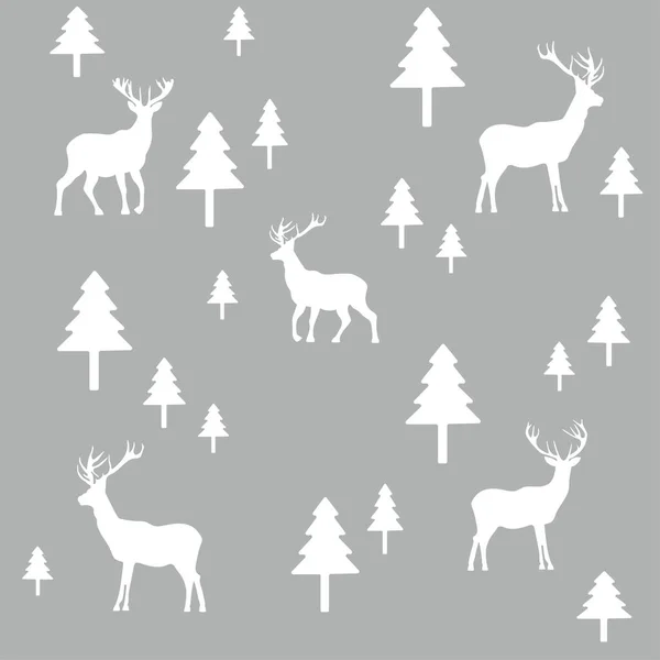 Papier Peint Avec Motif Cerfs Arbres — Image vectorielle