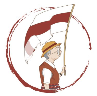 Belarus Cumhuriyeti 'nin ulusal bayrağına sahip büyükanne.