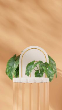 Portre kemer arka planında sarı renkli kıvrımlı silindir, 3D renklendirilmiş boş model