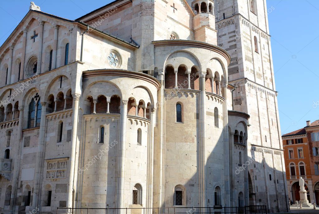 Italy /Modena  June 23, 2019: the Modena Cathedral is a masterpiece of the Romanesque style. It was built in the year 1099 by the architect Lanfranco on the site of the sepulcher of San Geminiano