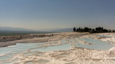 Pamukkale 'nin termal yayları, unesco dünya mirası, yaz.