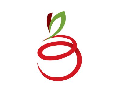 Basit ve Yaratıcı Kırmızı Elma ve Meyve Sembolü Silüeti