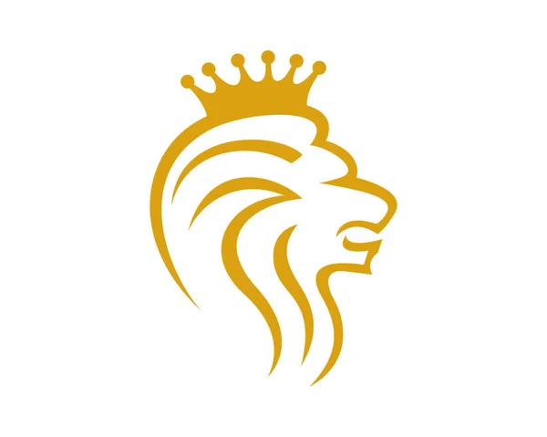 Golden Lion Head Met Crown Illustration — Stockvector