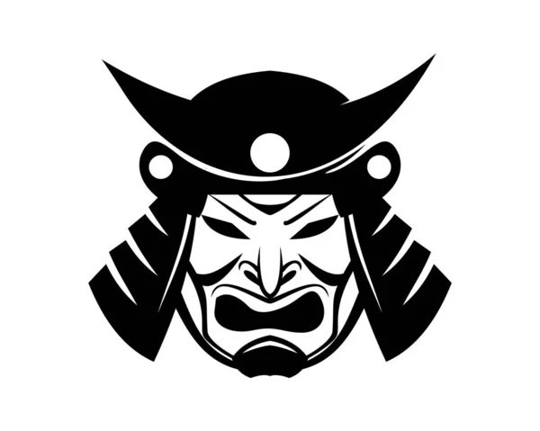 Símbolo Máscara Guerrero Samurai Con Estilo Silueta — Archivo Imágenes Vectoriales