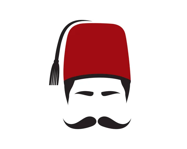 Chapeau Fès Turc Avec Illustration Moustache — Image vectorielle