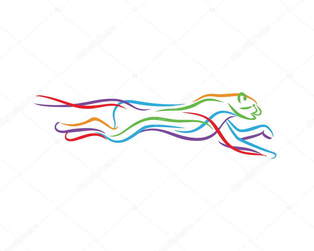 Running Cheetah and Leopard Colorful Silhouette