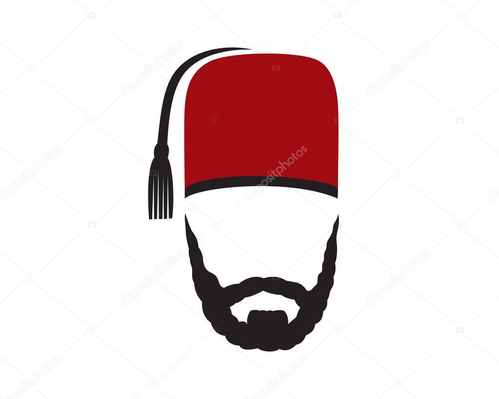 Turkish Fez Hat with Beard Illustration