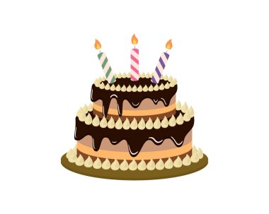 Üç Mum Işıklı Doğum günü Pastası