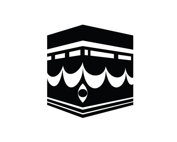 Kaaba Mit Hajar Aswad Silhouette Illustration — Stockvektor