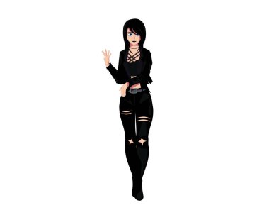Güzel ve Çekici Gotik Kız Poz Çizimi