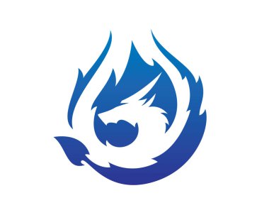 Mavi Alevli Ateş Ejderha Vektörü