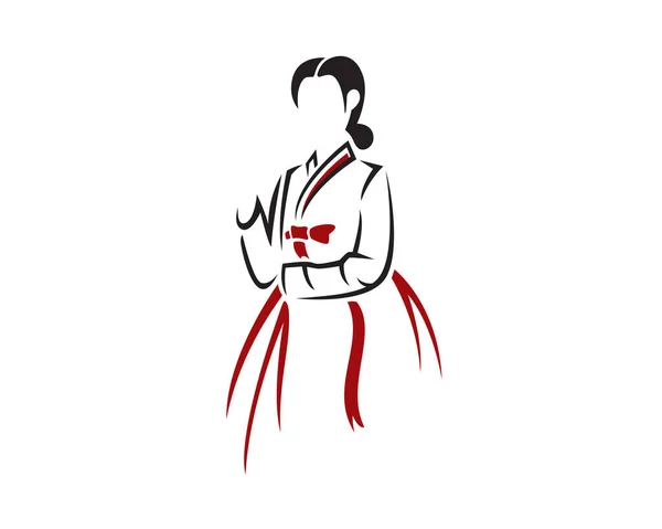 Hanbok Vestido Silueta Traje Tradicional Coreano — Vector de stock