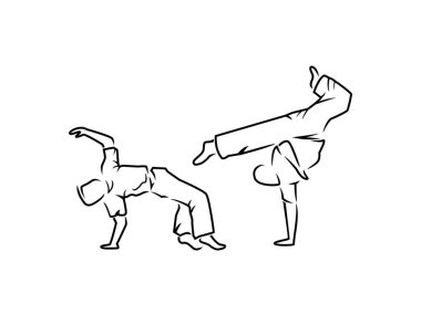 İki Capoeira Savaşçısı Silueti