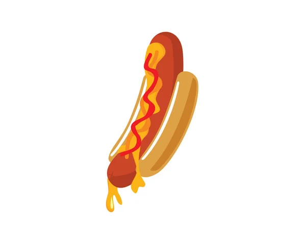 Vektor Ilustrasi Hot Dog Lezat - Stok Vektor