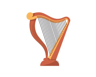 Detailed and Realistic Harp Illustration Vector clipart