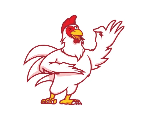 Pollo Humildemente Amistoso Recomendando Gesto Mascota Vector — Vector de stock