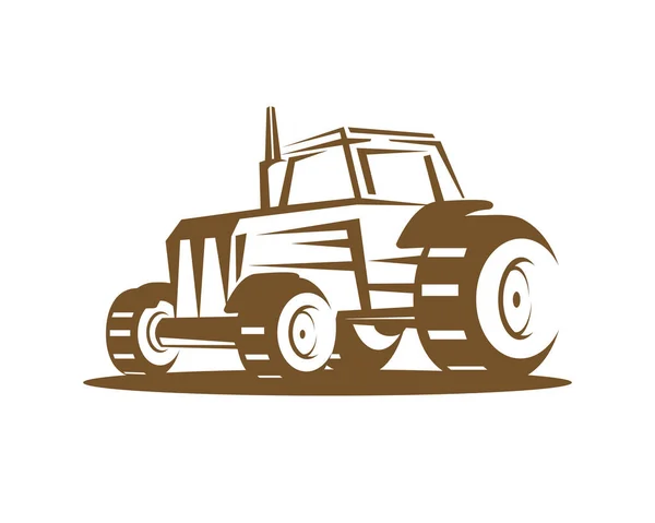 Traktor Illustration Braun Farbige Silhouette Vektor — Stockvektor