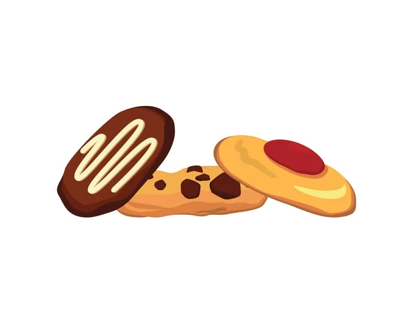 Detaillierte Und Realistische Verschiedene Cookies Illustrationsvektor — Stockvektor