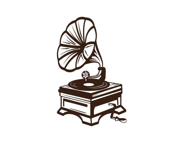 Silhouette Illustration Pour Gramophone Phonographe — Image vectorielle