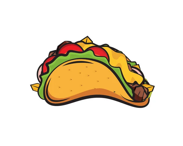 Taco Mexican Food Illustration Vector - Stok Vektor