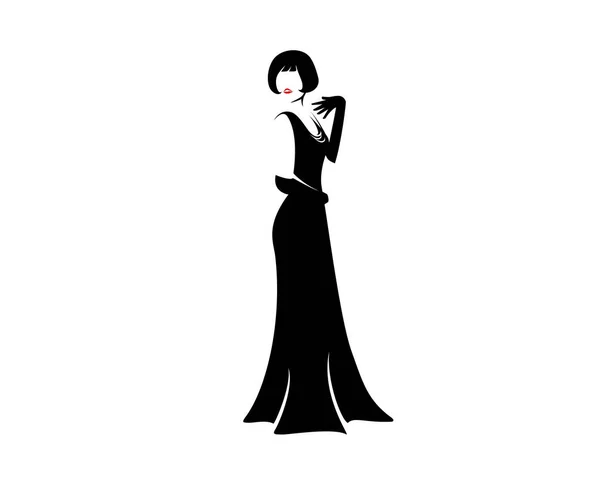 Vintage Stílus Lady Silhouette Vektor — Stock Vector