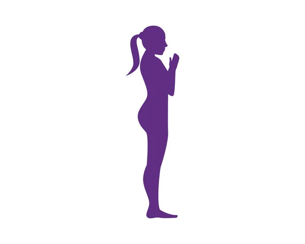 Ein Junges Mädchen Praktiziert Yoga Stehen Silhouettenvektor — Stockvektor
