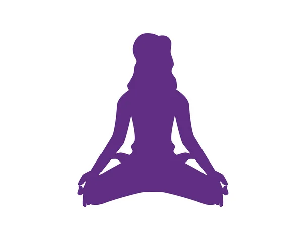 Una Joven Practicando Yoga Con Silueta Posición Sentada Vector — Vector de stock