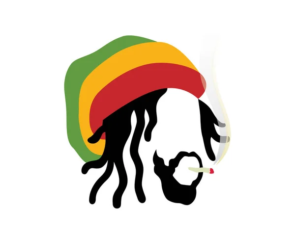 Rastafarian Symbool Met Een Man Roken Wiet Illustratie Vector — Stockvector