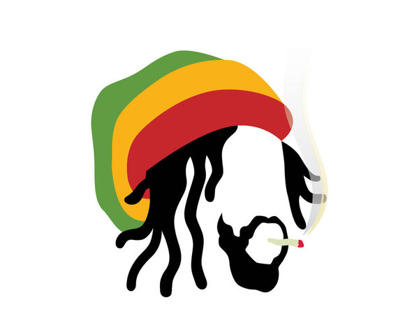 Rastafarian Symbol with a Man Smoking Weed Illustration Vector