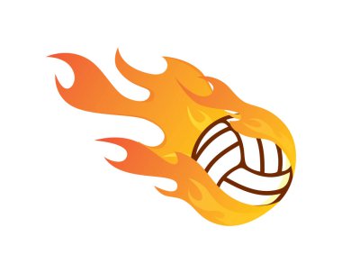Modern Ateşli Voleybol Çizim Vektörü