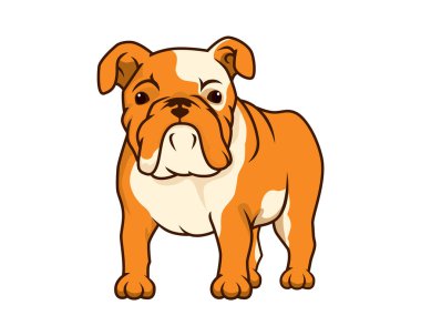 Ayakta Duran ve İzleyen Hareketli İfade Vektörü ile Ayrıntılı Buldog