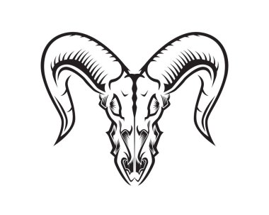 Siluet Biçimli Keçi Kafatası Çizimi Vektörü